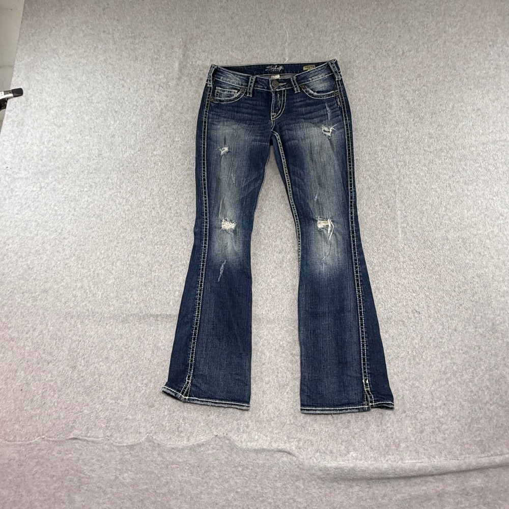 Silver Jeans Twisted Bootcut Womens  27 27x31 Dark Wash Distressed Y2K Denim